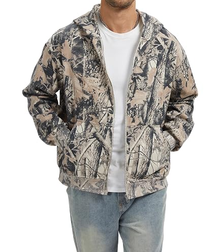 Burnside Adult Full-Zip Camo Hoodie XL GREEN CAMO at Amazon Men's